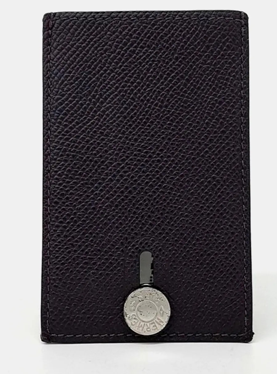 Hermes Diabolo Black Chevre Mysore Leather Card Holder