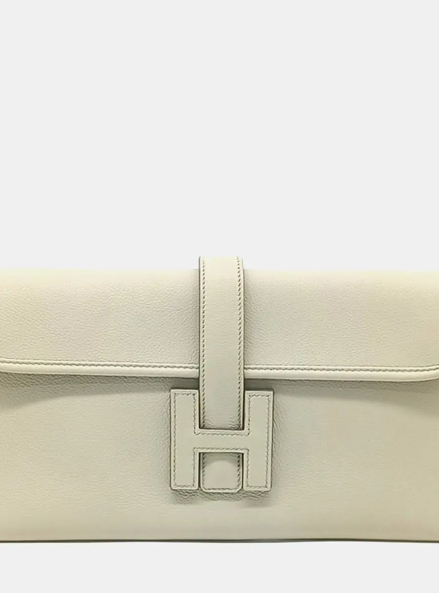 Hermes Cream Leather Zize Clutch (A)