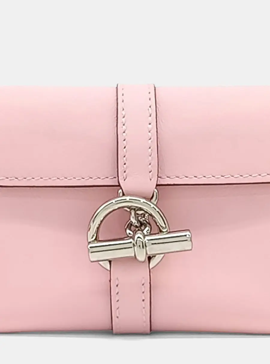 Hermes Glennan Compact Wallet Pink Leather Wallet Bag