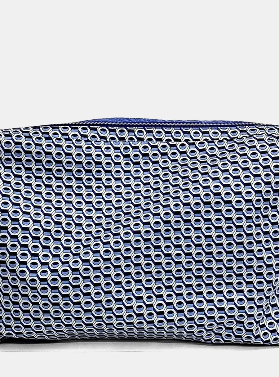 Hermes Travel Cube MM Blue Silk Pouch Bag