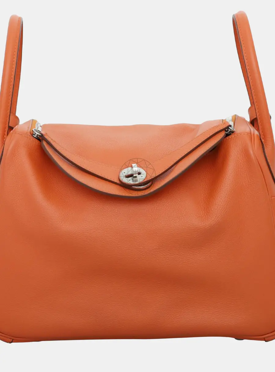 Hermes Lindy 30 Orange Clemence Leather Shoulder Bag