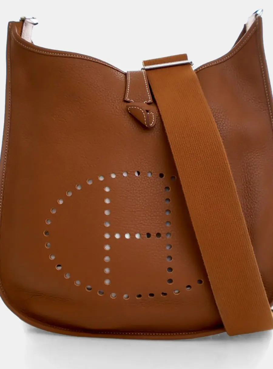 Hermes Evelyne III 29 Gold Clemence Leather Crossbody Bag
