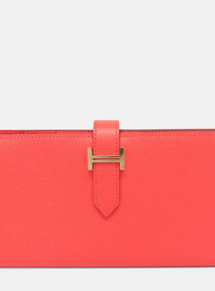 Hermes Bearn Souffle Salmon Pink Epsom Leather Long Bi-Fold Wallet