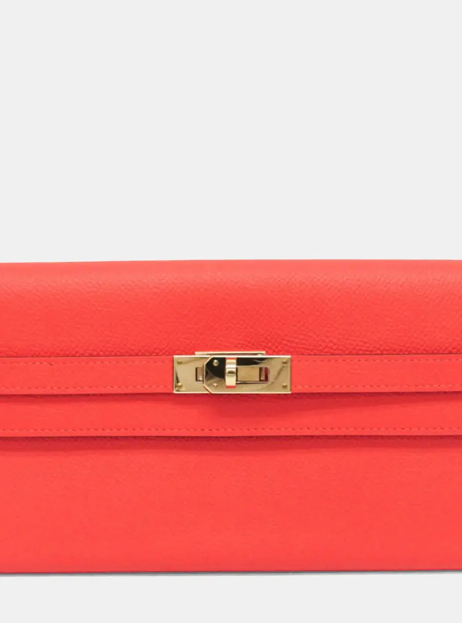 Hermes Kelly Long Wallet Rose Jaipur Epsom Leather Bi-Fold Bag