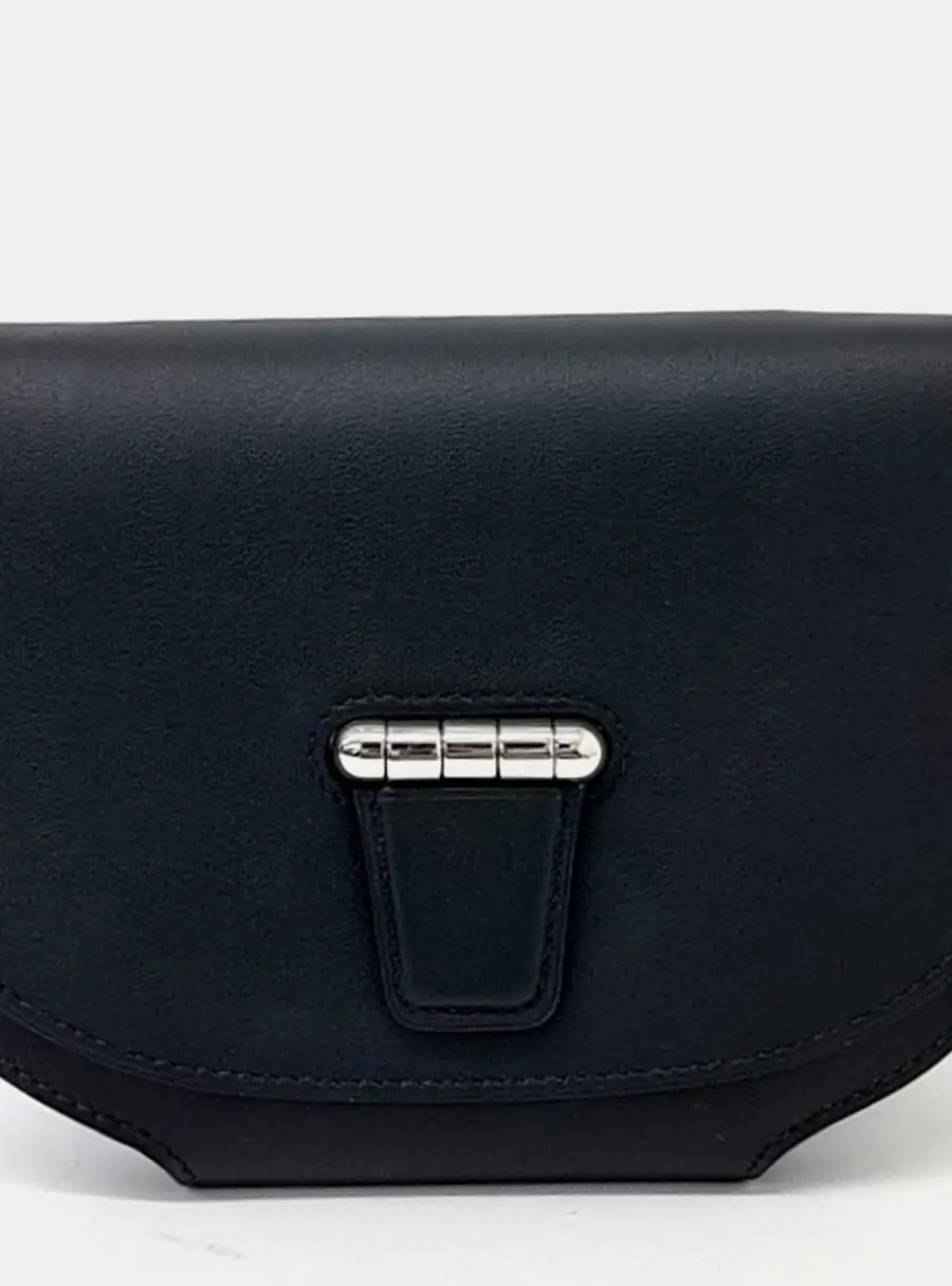 Hermes Mini Conveyor Black Tadelakt Leather Crossbody Bag