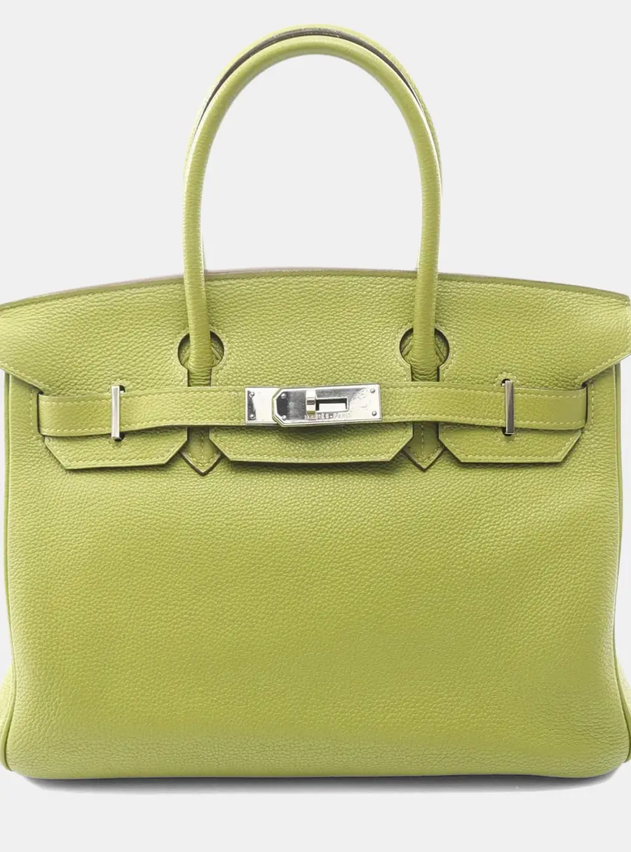 Hermes Birkin 30 Vert Anis Green Clemence Leather Bag