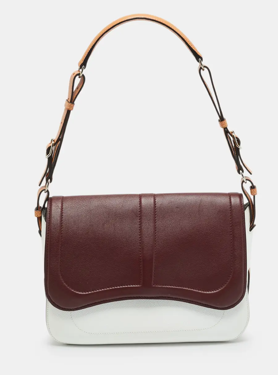 Hermes Harnais Rouge H/Blanc/Naturel Swift and Epsom Leather Shoulder Bag