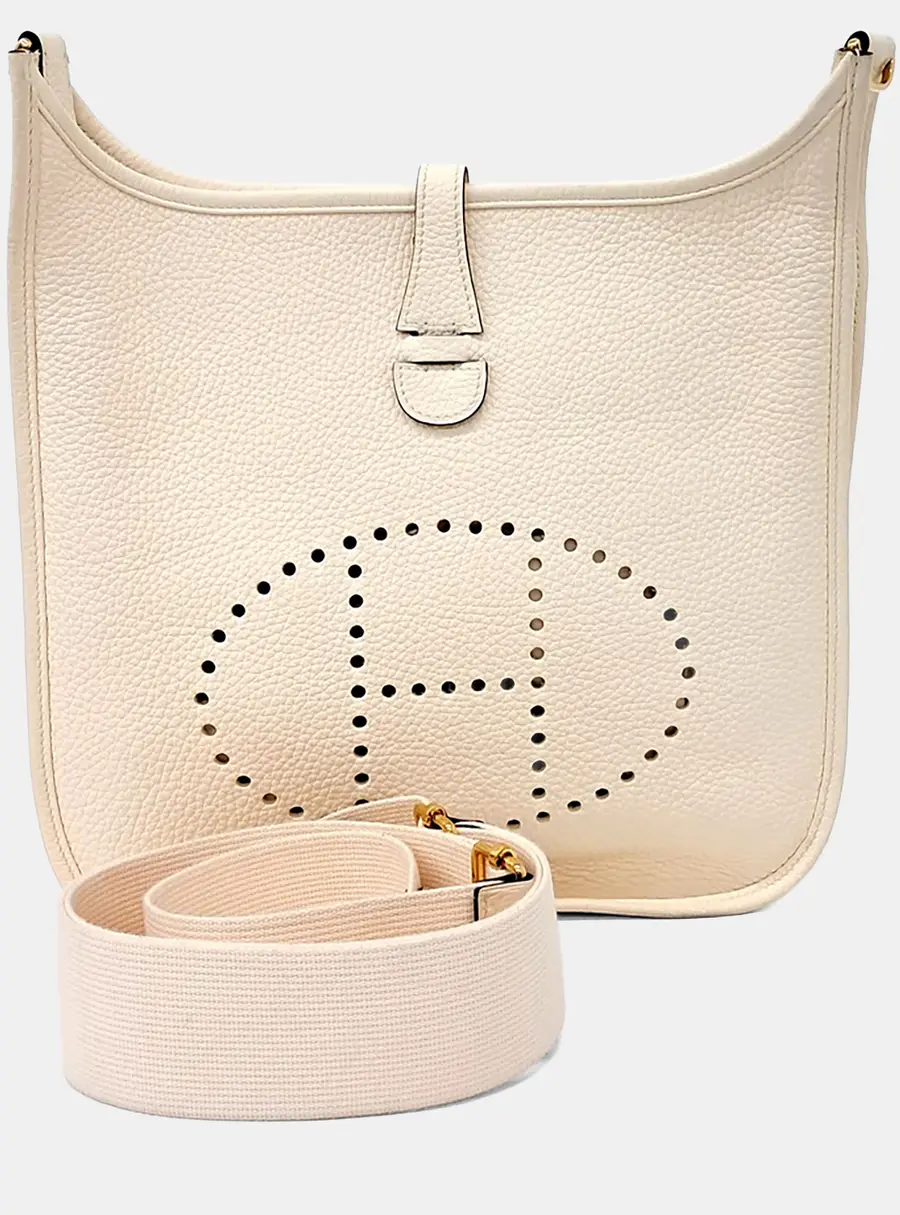 Hermes Evelyne 29 Beige Clemence Leather Shoulder Bag