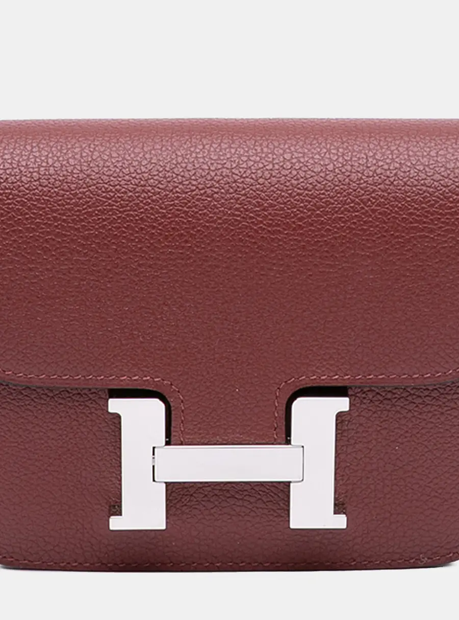 Hermes Constance Slim Rouge H Clemence Leather Wallet