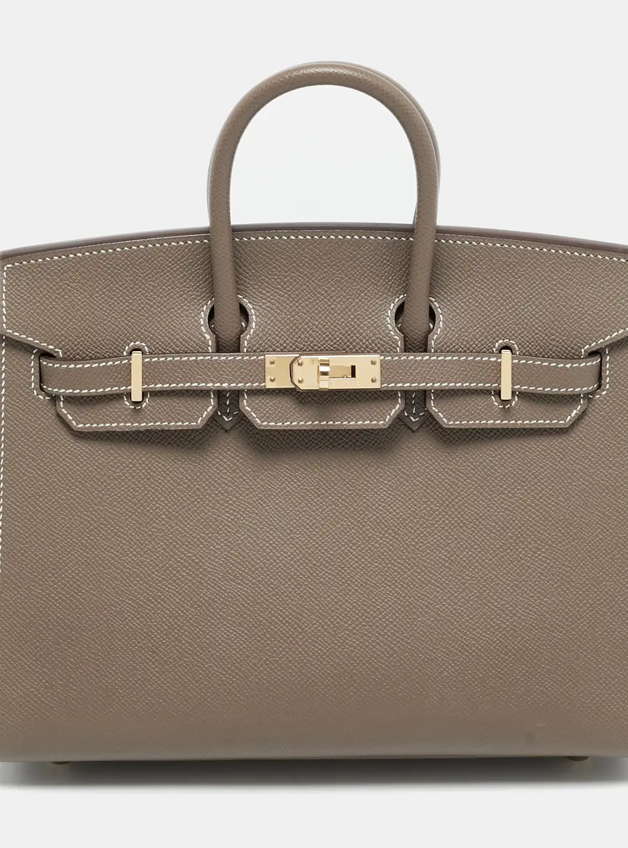 Hermes Birkin Sellier 25 Gold Finish Etoupe Epsom Leather Tote
