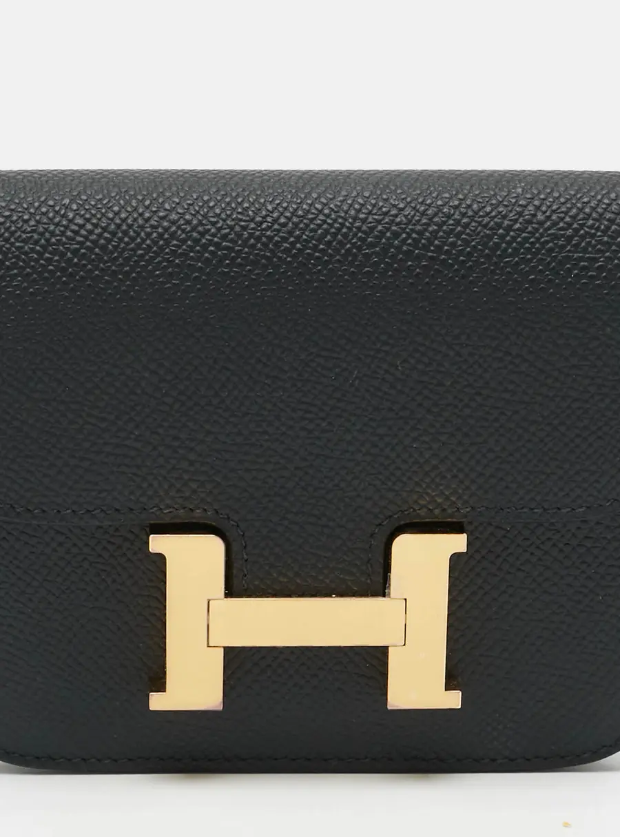 Herm&egrave;s Constance Noir Epsom Leather Slim Wallet