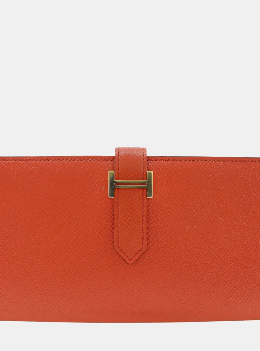 Hermes Béarn Soufflet Feu Epsom Leather Wallet