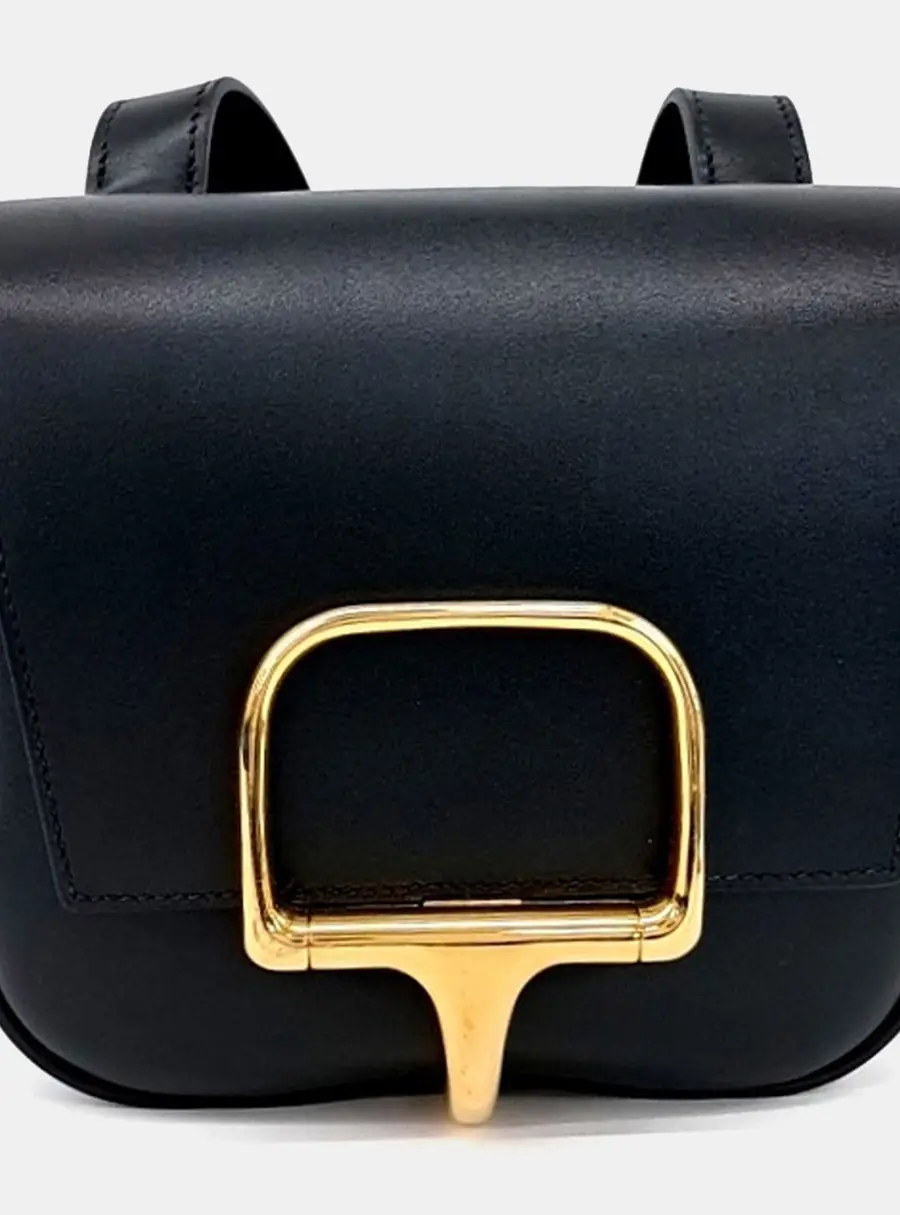 Hermes Della Cavalleria Mini Black Calfskin Leather Crossbody Bag