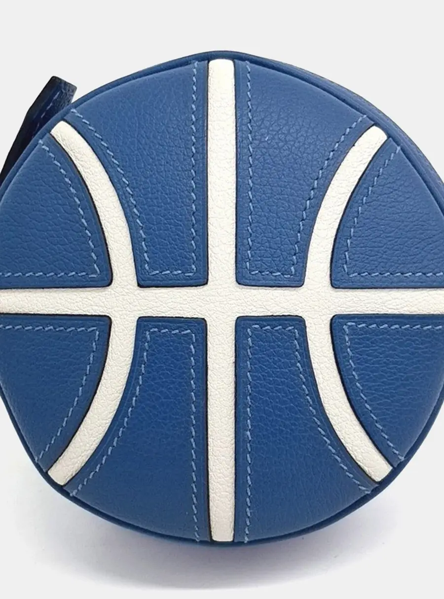Hermes Basketball Blue Leather Pouch