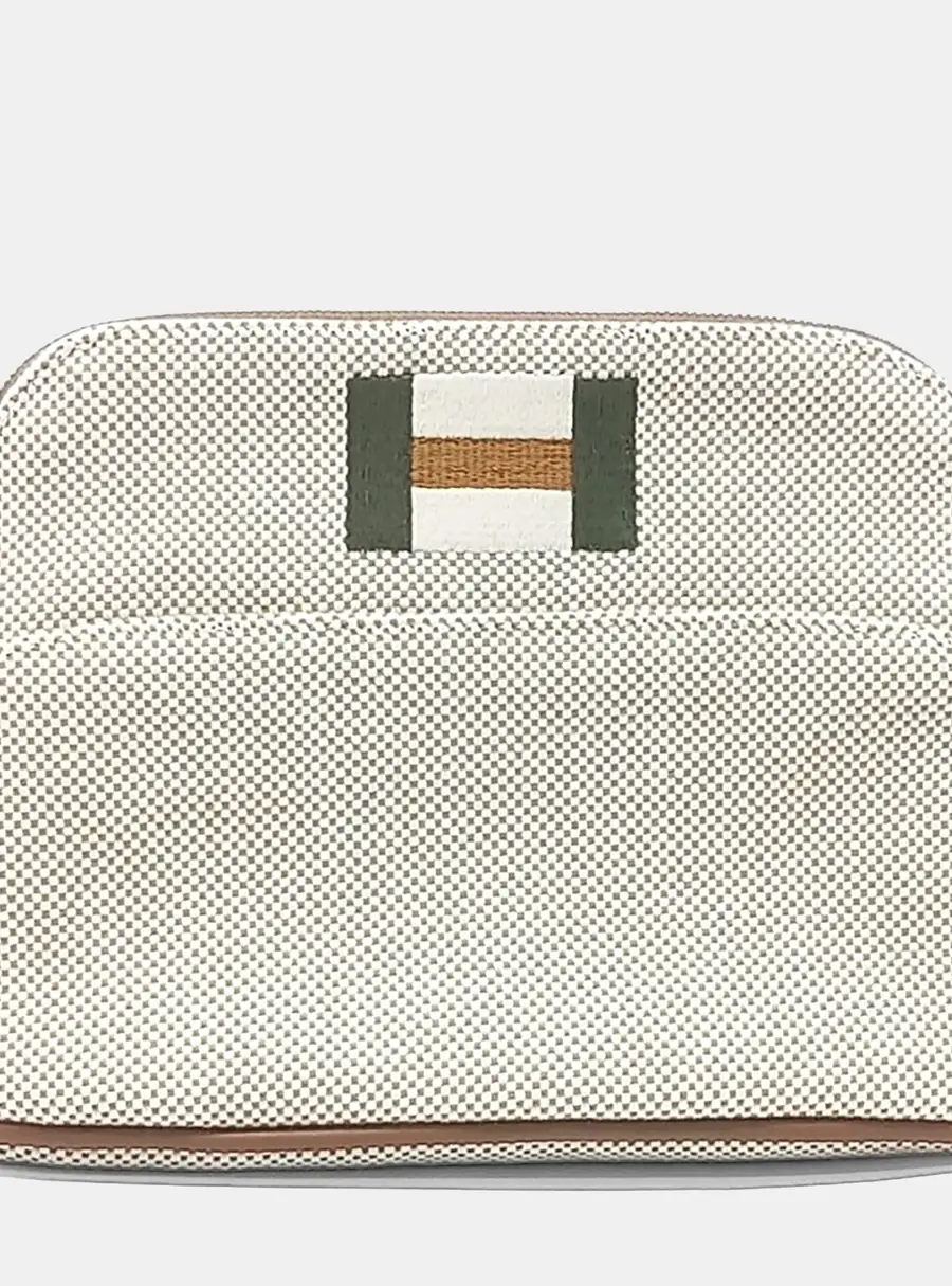 Hermes Bolide Pouch Mini White Canvas Cosmetic Bag