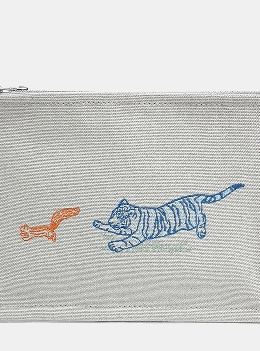 Hermes Flat White Canvas Toiletry Bag