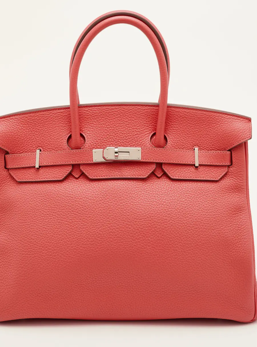 Hermes Birkin 35 Palladium Finish Rose Jaipur Taurillon Clemence Leather Tote