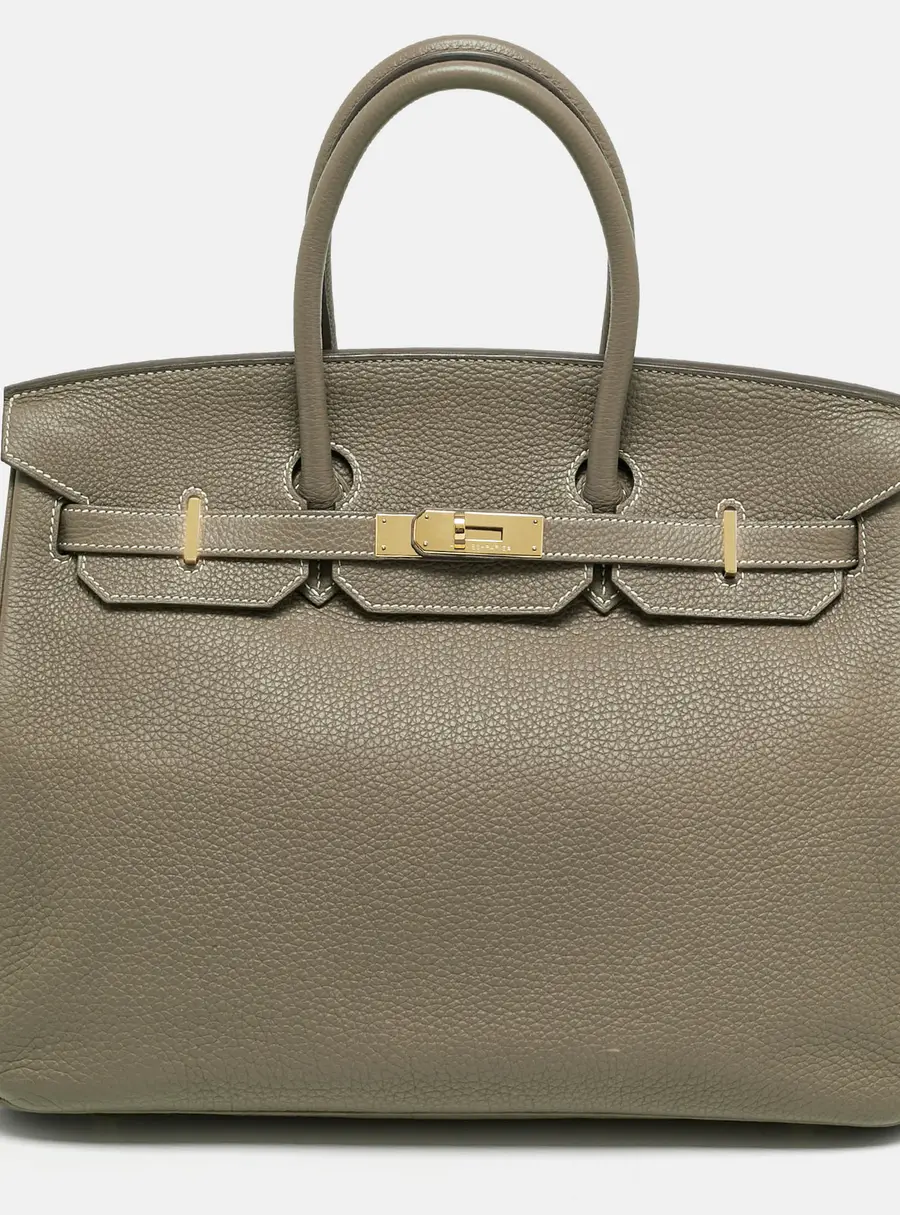 Hermes Birkin 35 Gold Finish Etoupe Togo Leather Bag