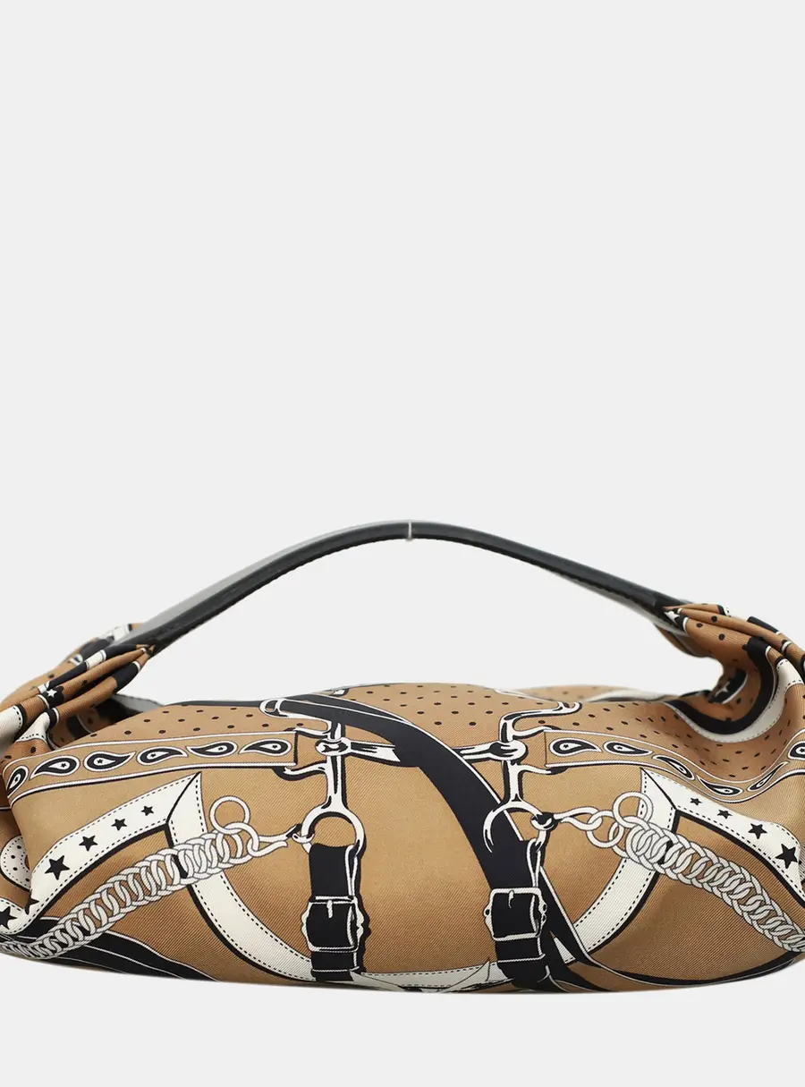 Hermes Balisoie Brown Silk Leather Top Handle Bag