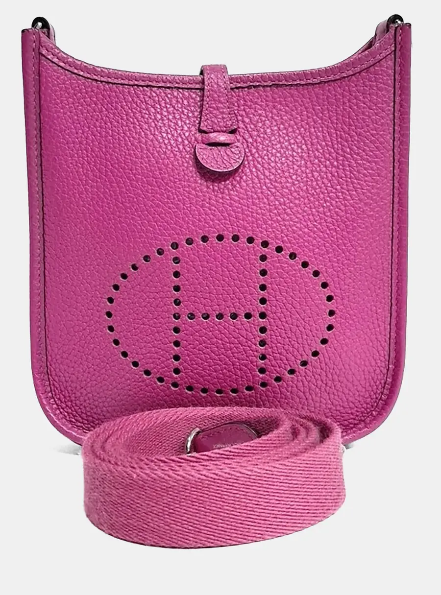 Hermes Evelyne 16 Pink Taurillon Clemence Leather Crossbody Bag