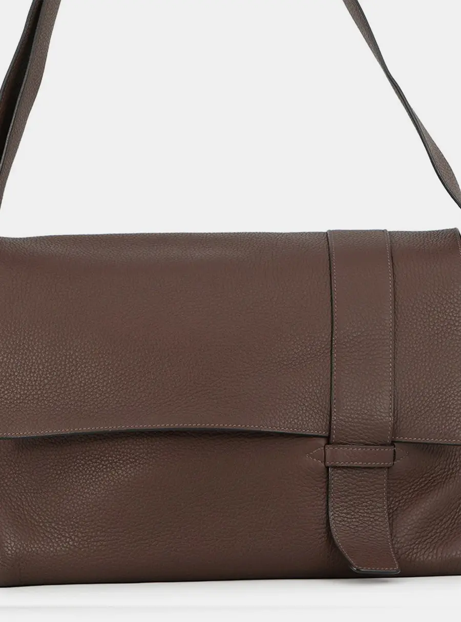 Hermes Sac Alfred 35 Taupe Grey Taurillon Clemence Leather Messenger Bag