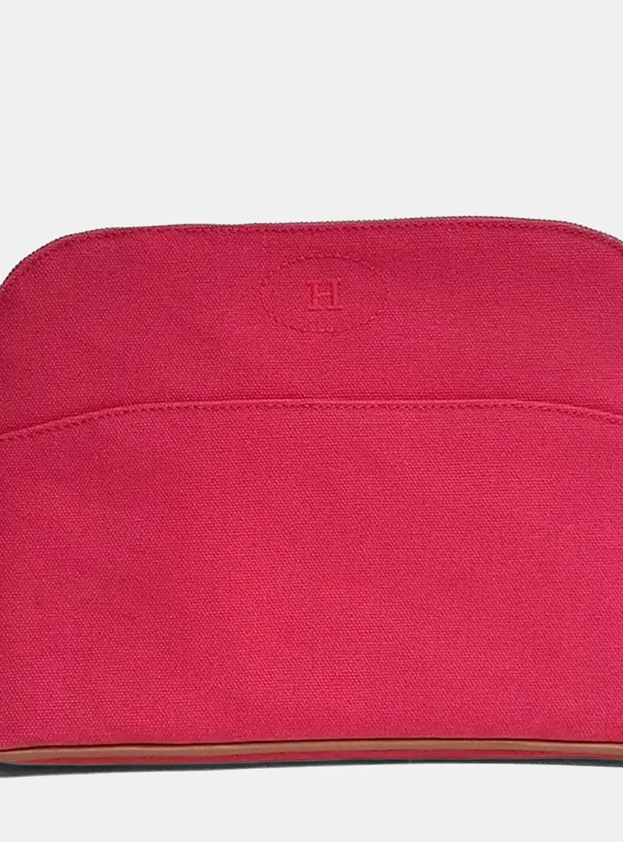 Hermes Bolide Pouch Pink Canvas Bag