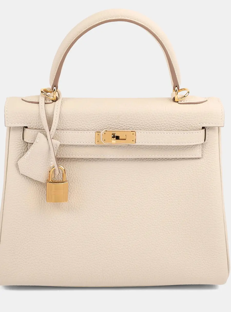 Hermes Craie Togo Kelly 25 Top Handle Bag