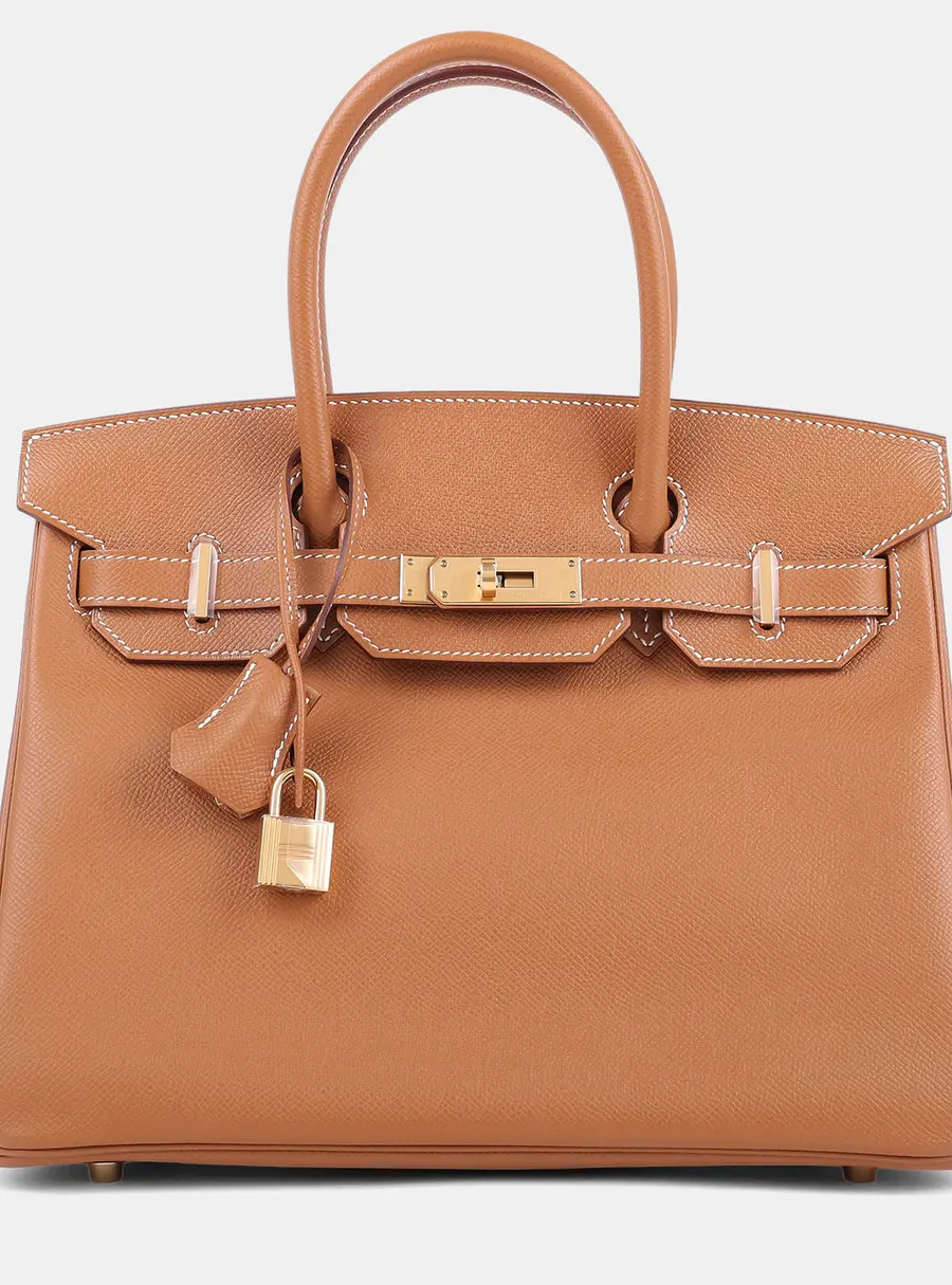 Hermes Gold Epsom Birkin 30 Tote Bag