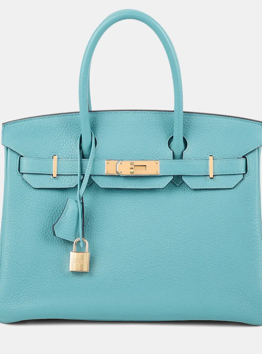 Hermes Bleu Saint Cyr Clemence Birkin 30 Tote Bag