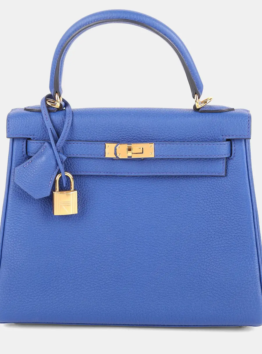 Hermes Royal Bleu Togo Kelly 25 Top Handle Bag