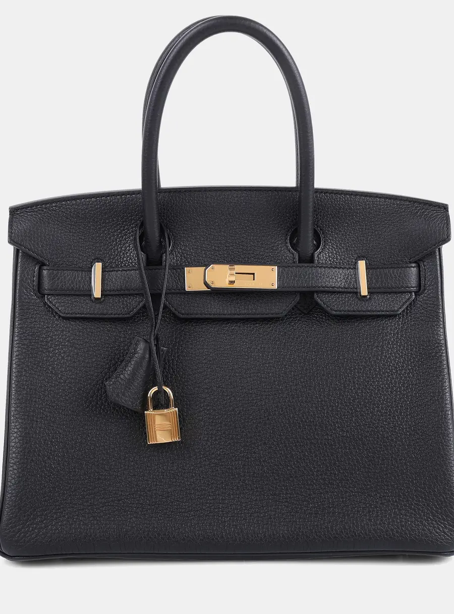 Hermes Noir Togo Birkin 30 Tote Bag