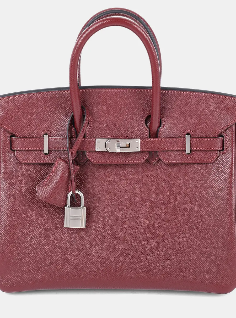 Hermes Rouge H Epsom Birkin 25 Tote Bag