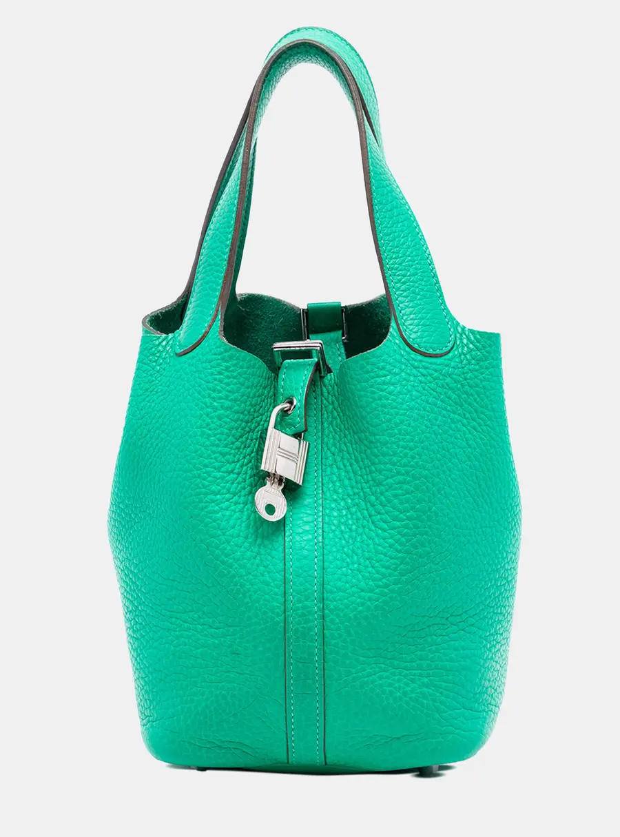 Hermes Picotin Lock 18 Menthe Clemence Leather Top Handle Bag