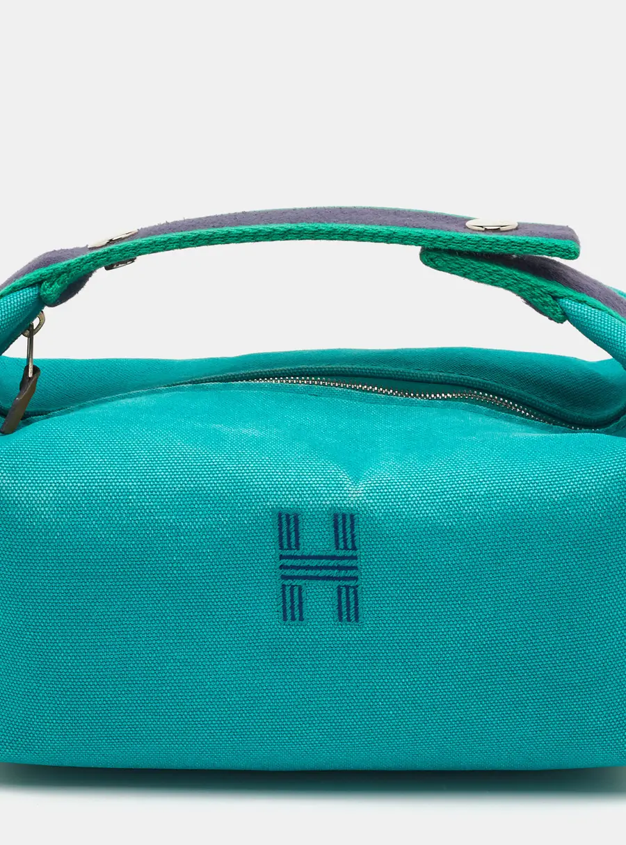 Hermès Bride-a-Brac Small Turquoise Toile H Canvas Pouch