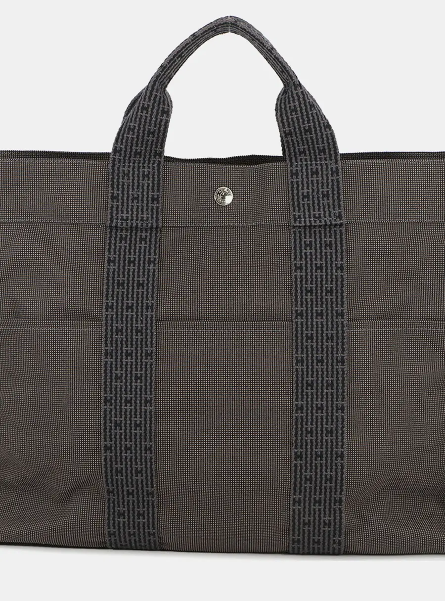 Hermes Her Line MM Grey Canvas Tote Bag