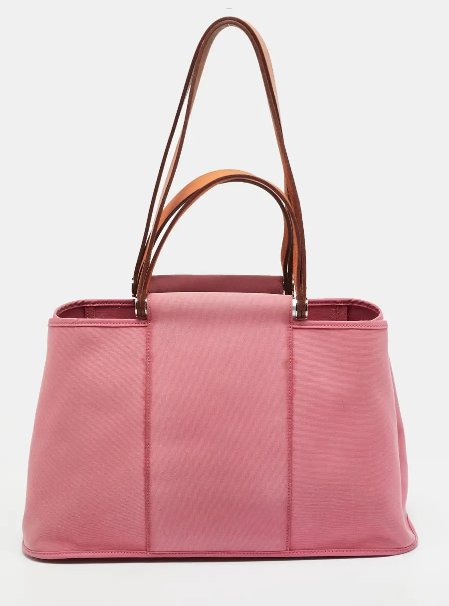 Hermes Cabag Elan Rose Pink Canvas Tote