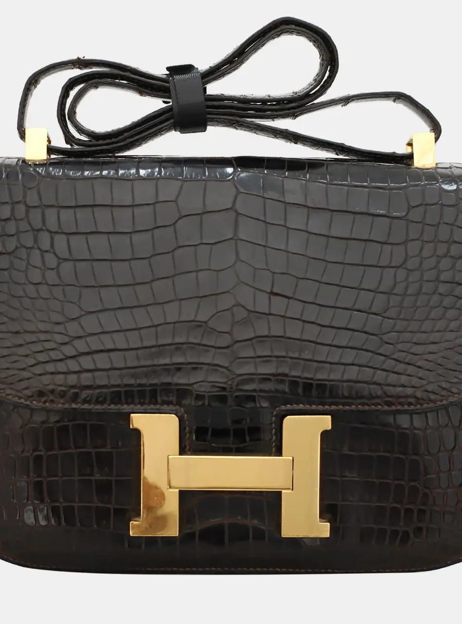 Hermes Constance 23 Brown Crocodile Leather Shoulder Bag