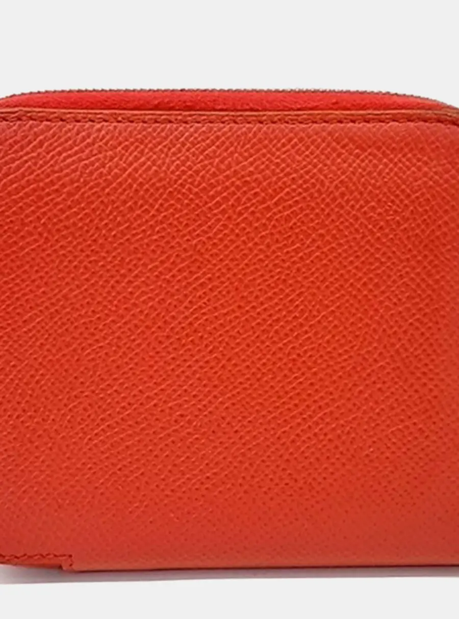 Hermes Silky Compact Red Epsom Calfskin Leather Wallet