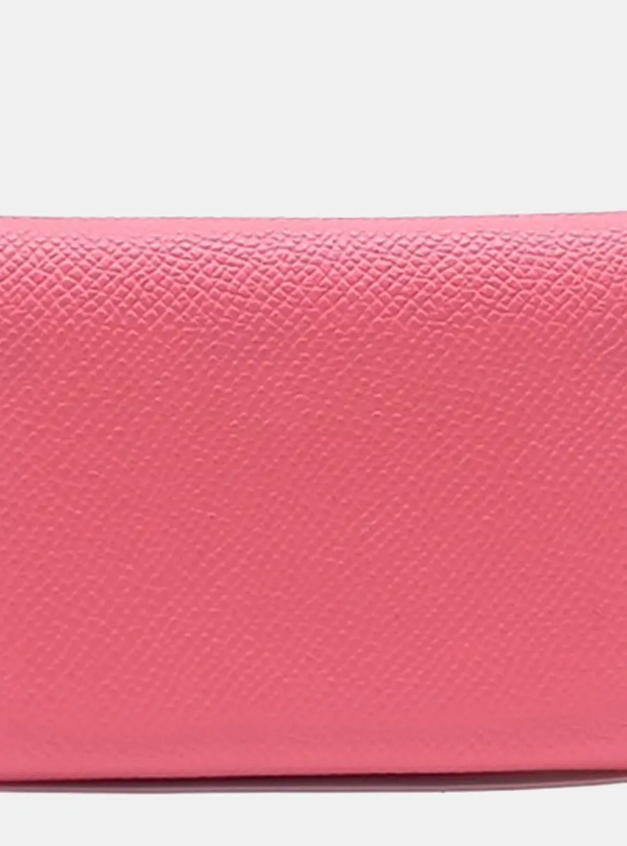 Hermes Calvi Duo Rose Azalee Epsom Leather Card Holder Bag