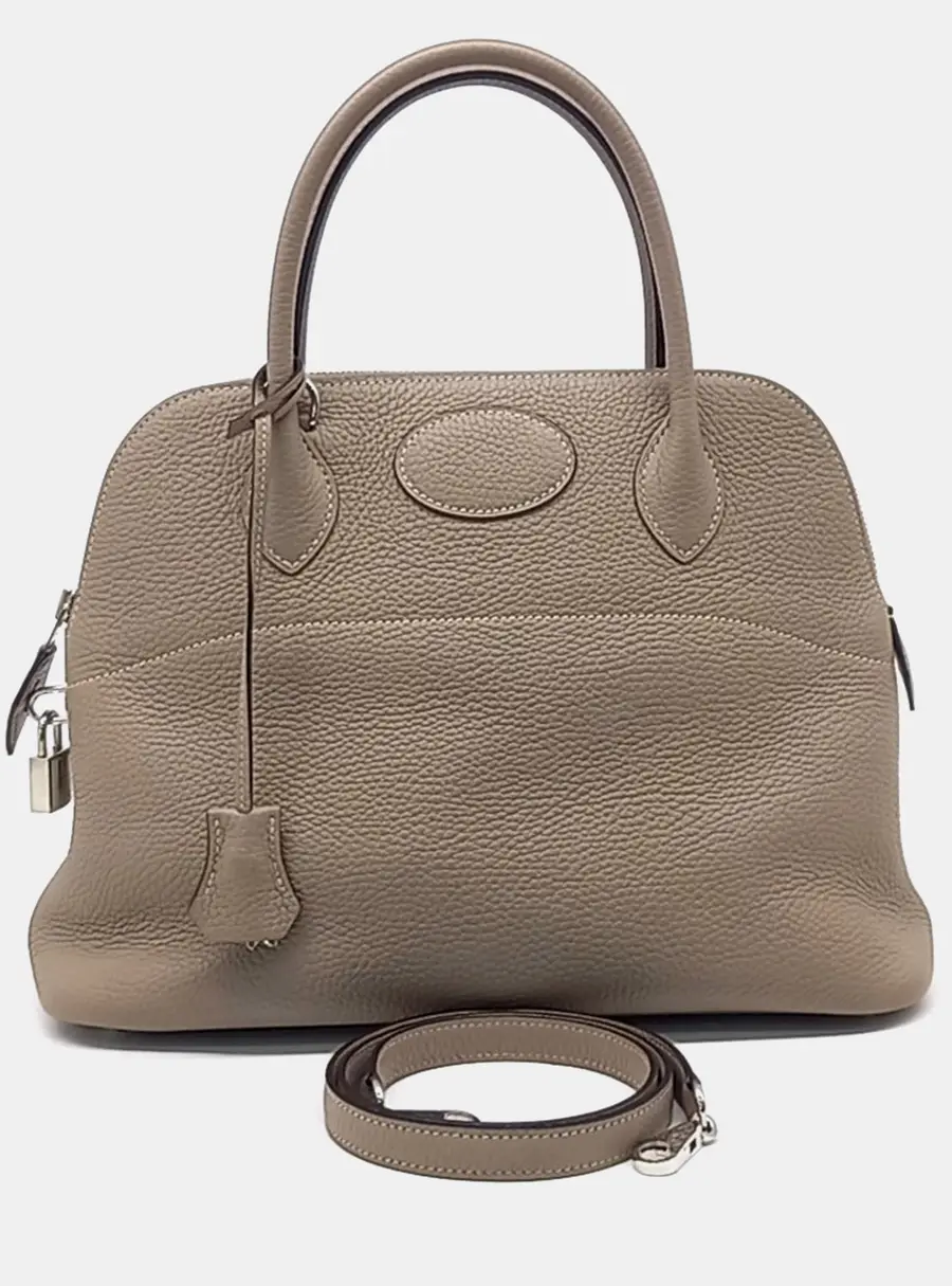 Hermes Bolide 31 Etoupe Togo Calfskin Leather Top Handle Bag