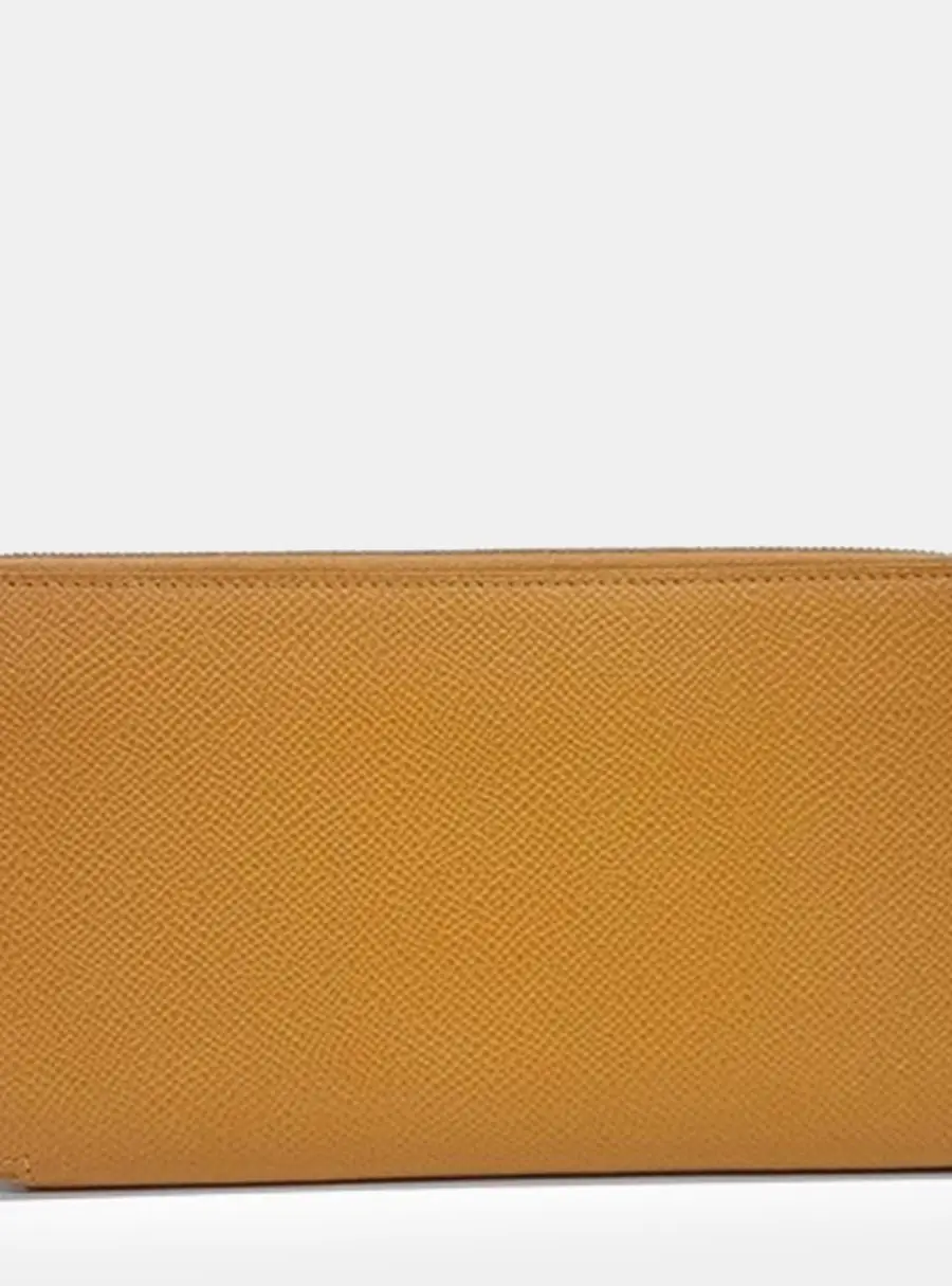 Hermes Silky Long Wallet Brown Leather Zip Around Wallet