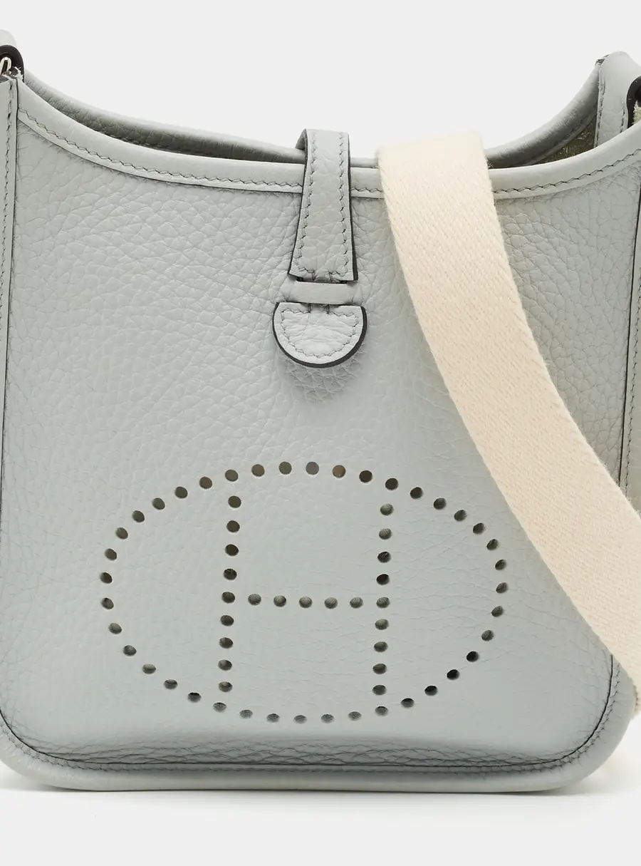 Hermes Evelyne Amazone TPM Bleu Pale/Nata Taurillon Clemence Leather Crossbody Bag