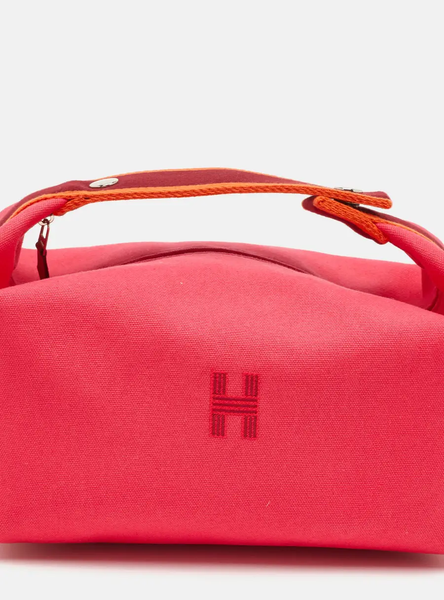 Herm&egrave;s Bride-a-Brac Large Hibiscus Toile H Canvas Pouch