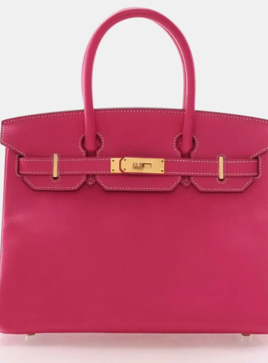Hermes Birkin 30 Rose Tyrien Epsom Leather Top Handle Bag