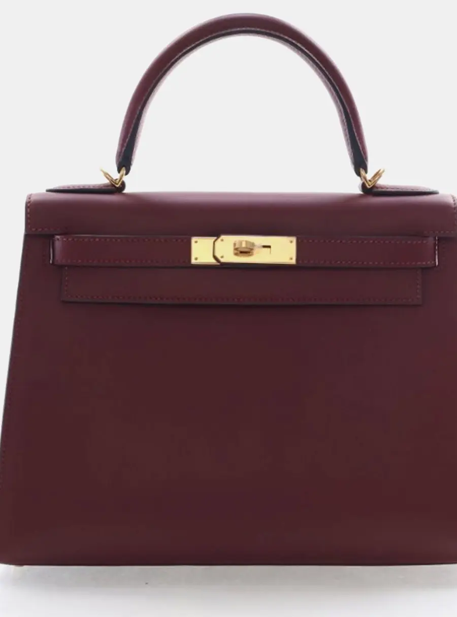 Hermes Kelly 25 Rouge H Box Calf Leather Sellier Bag