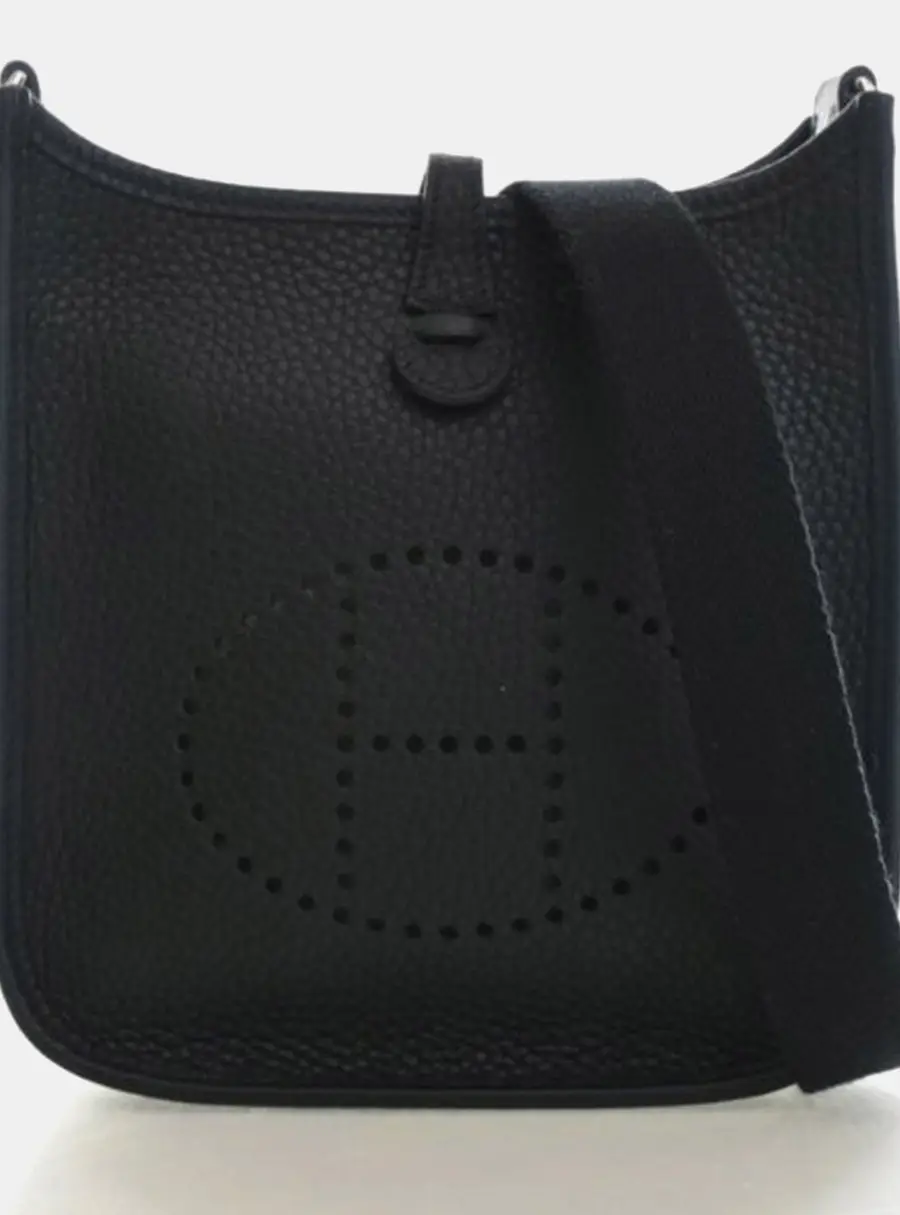 Hermes Evelyne TPM 16 Noir Clemence Calfskin Leather Crossbody Bag