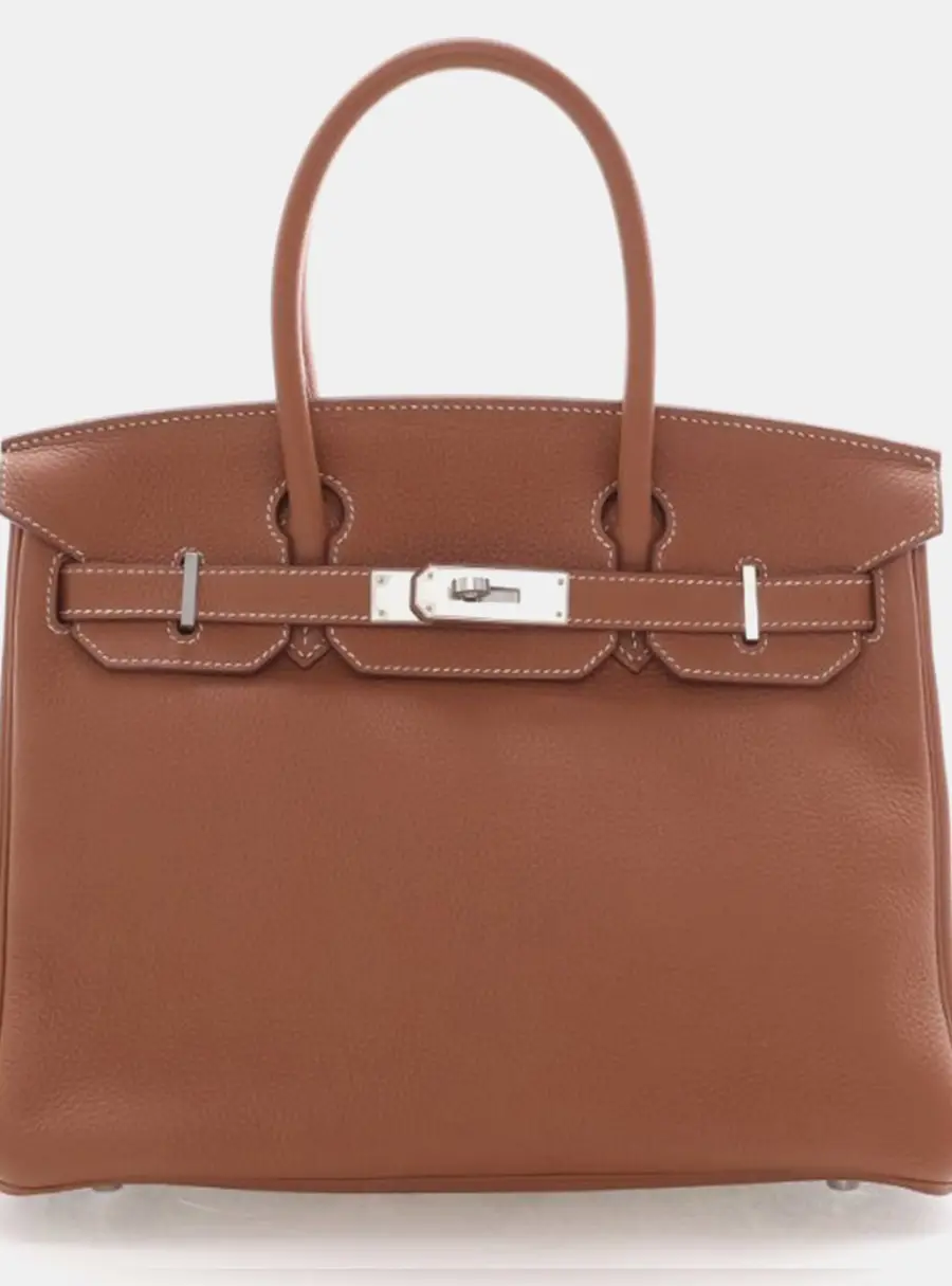 Hermes Birkin 30 Gold Togo Calfskin Leather Top Handle Bag