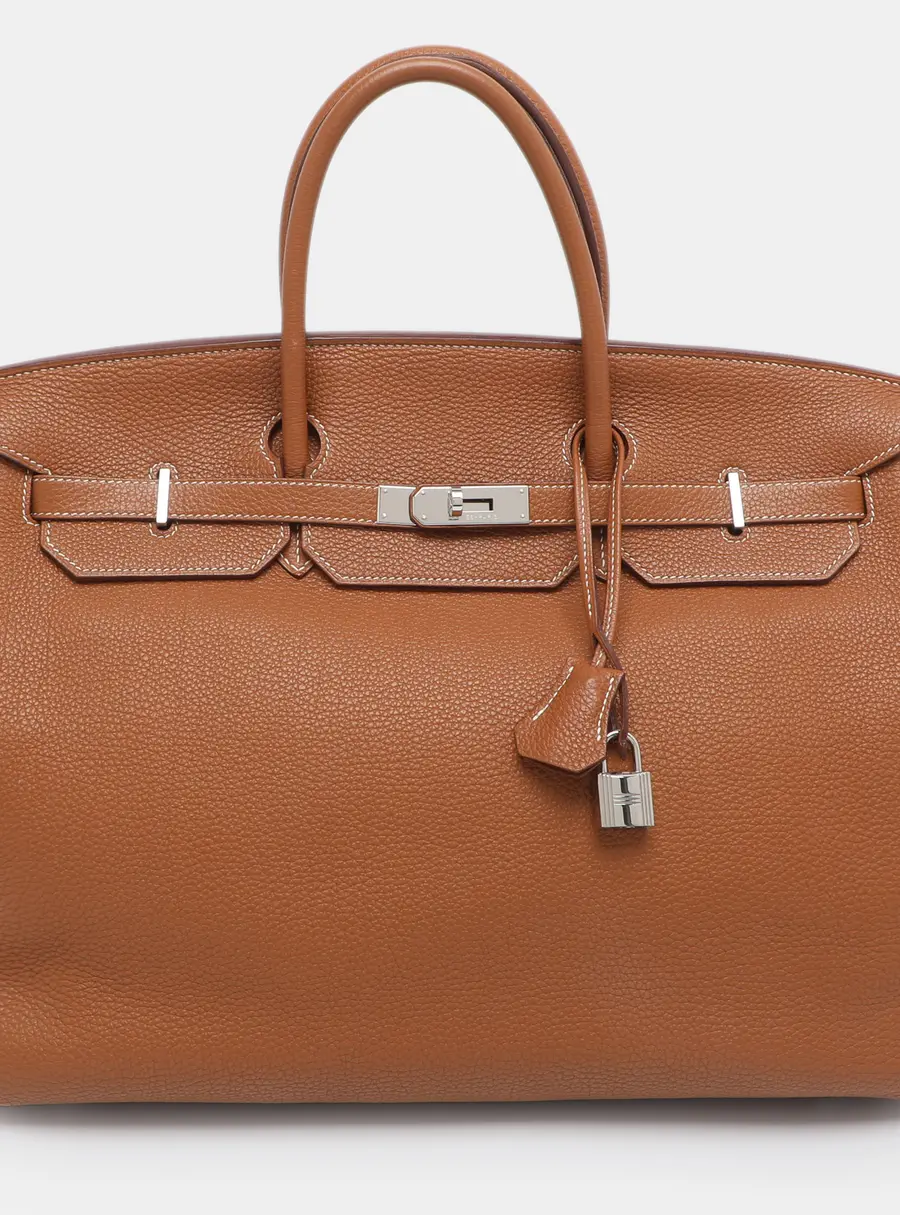 Herm&egrave;s Birkin 40 Palladium Finish Gold Togo Leather Tote