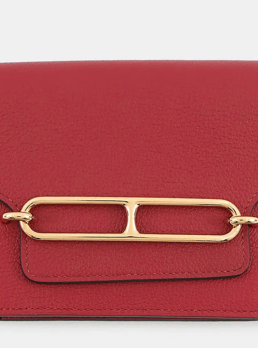 Hermes Roulis Slim Rouge H Evercolor Leather Wallet Bag