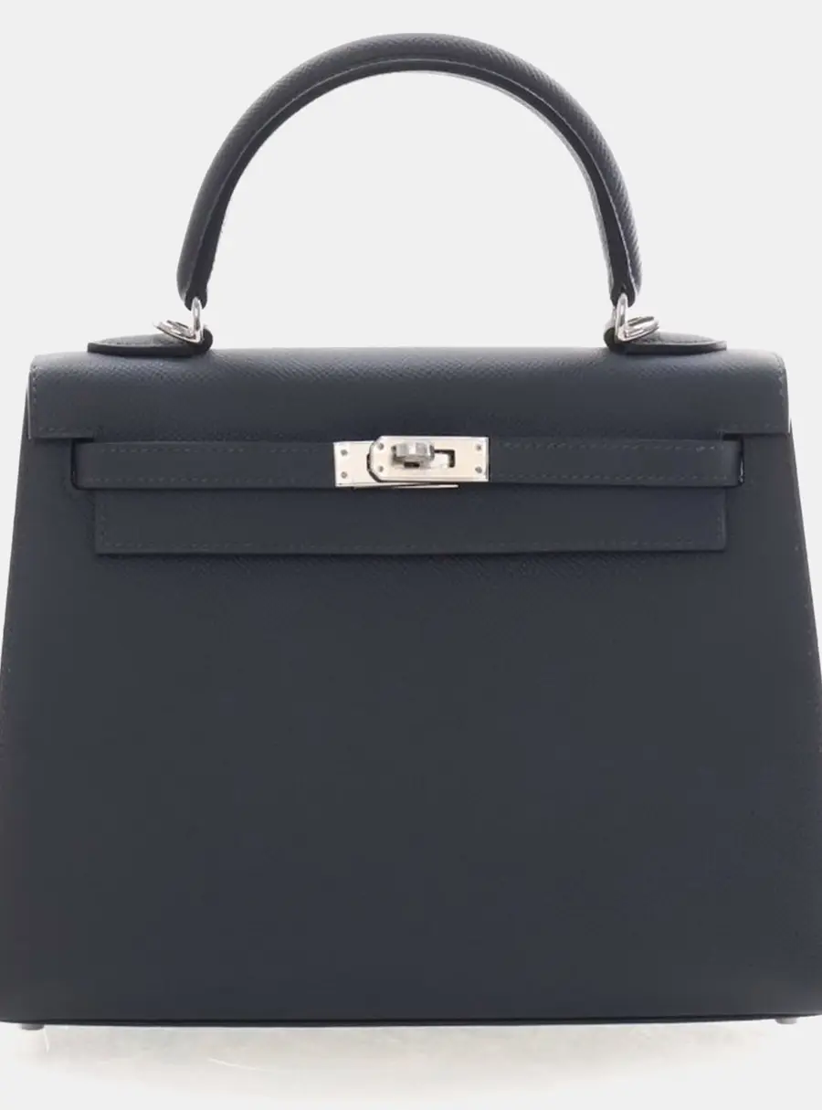 Hermes Kelly 25 Gris Misty Epsom Leather Sellier Bag